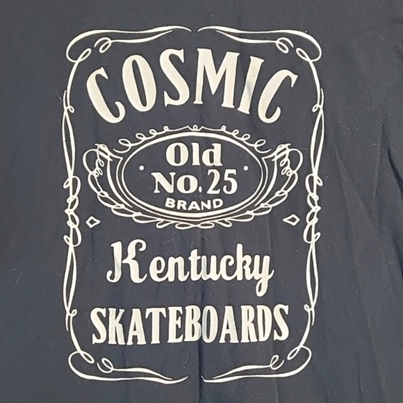 Y2K Cosmic Skateboards Louisville Kentucky Jack Daniel's Black Tee Tshirt Sz M - Picture 5 of 14